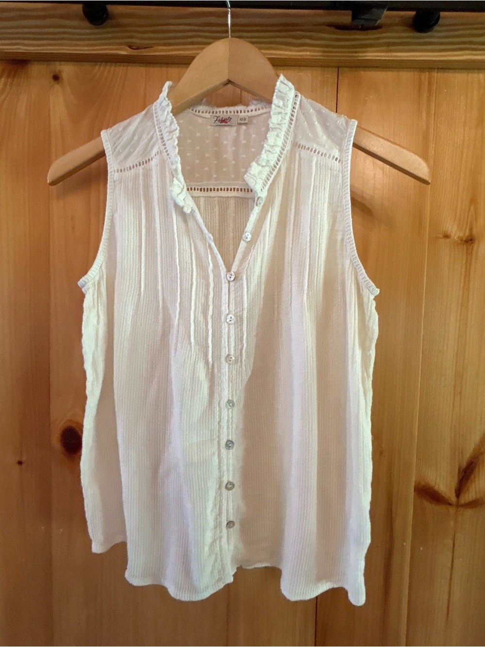 Faherty Willa Sleeveless Ruffled Button-Front Top blouse cream size XS